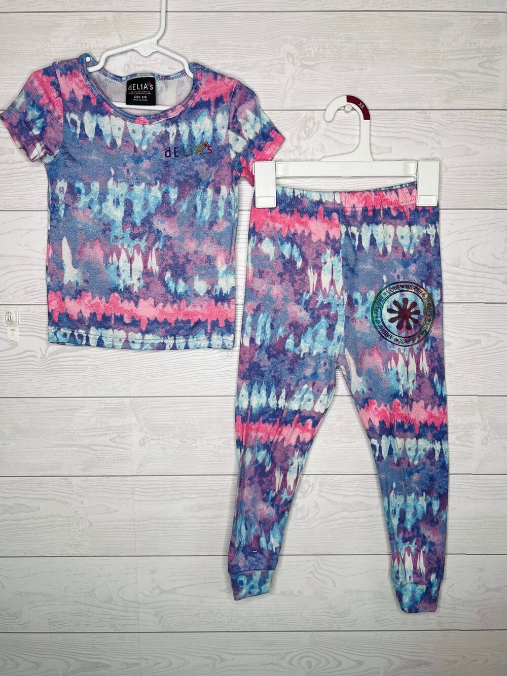 dELiA*s Girls Y2K Style Colorful Tie-Dye Lounge Pajama Set 2 Piece size 5/6
